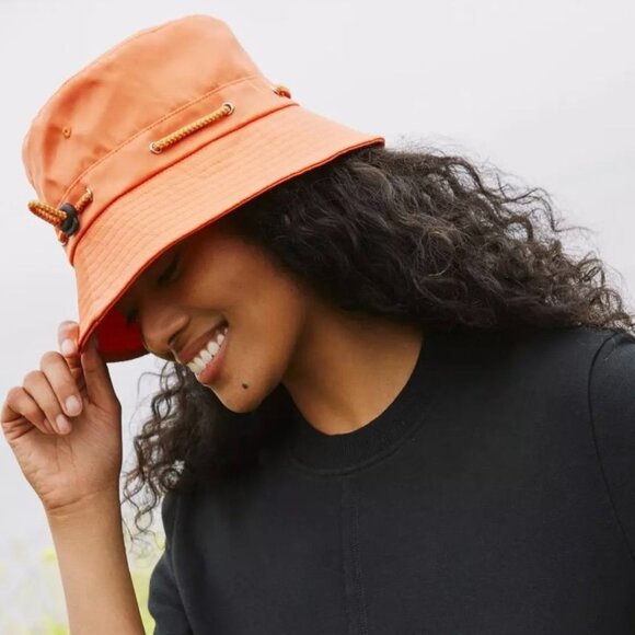 Orange Nylon Bucket Hat With Adjustable Cord By Anthropologie - Picture 1 of 5